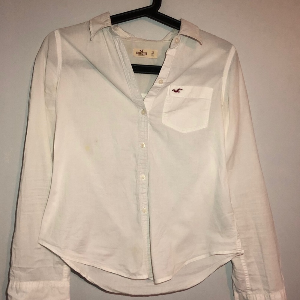 Hollister white button down collar shirt